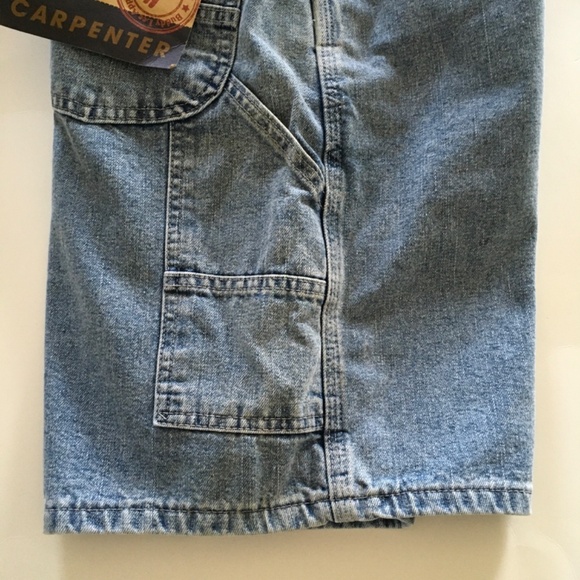 VTG Lee Dungarees Carpenter Shorts Sz 30 Retro Stone Blue Denim Made In USA NWT - Picture 10 of 16